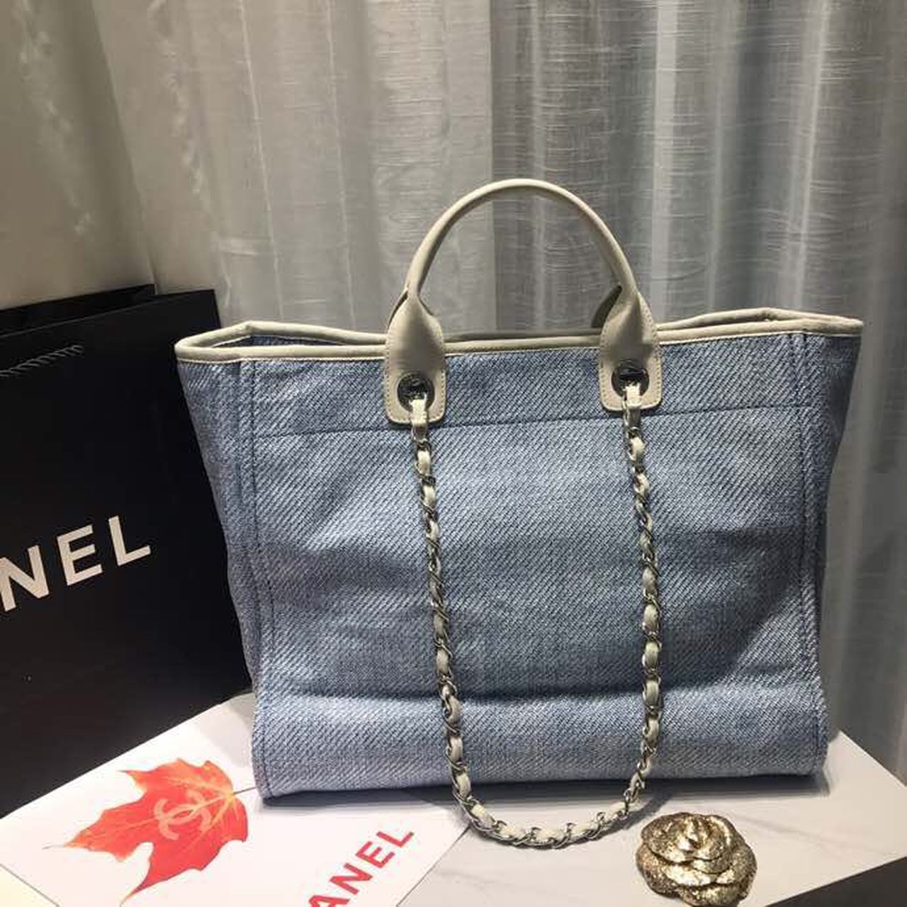 CHL Deauville Tote Canvas Bag Light Grey For Women, Women’s Handbags, Shoulder Bags 15in/38cm A66941