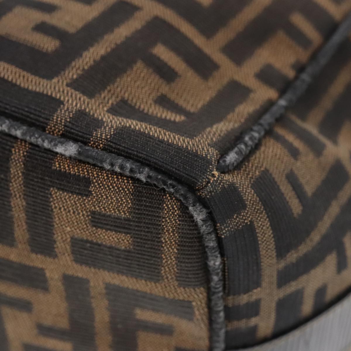 FENDI Zucca Canvas Hand Bag Brown Black Gold 91230