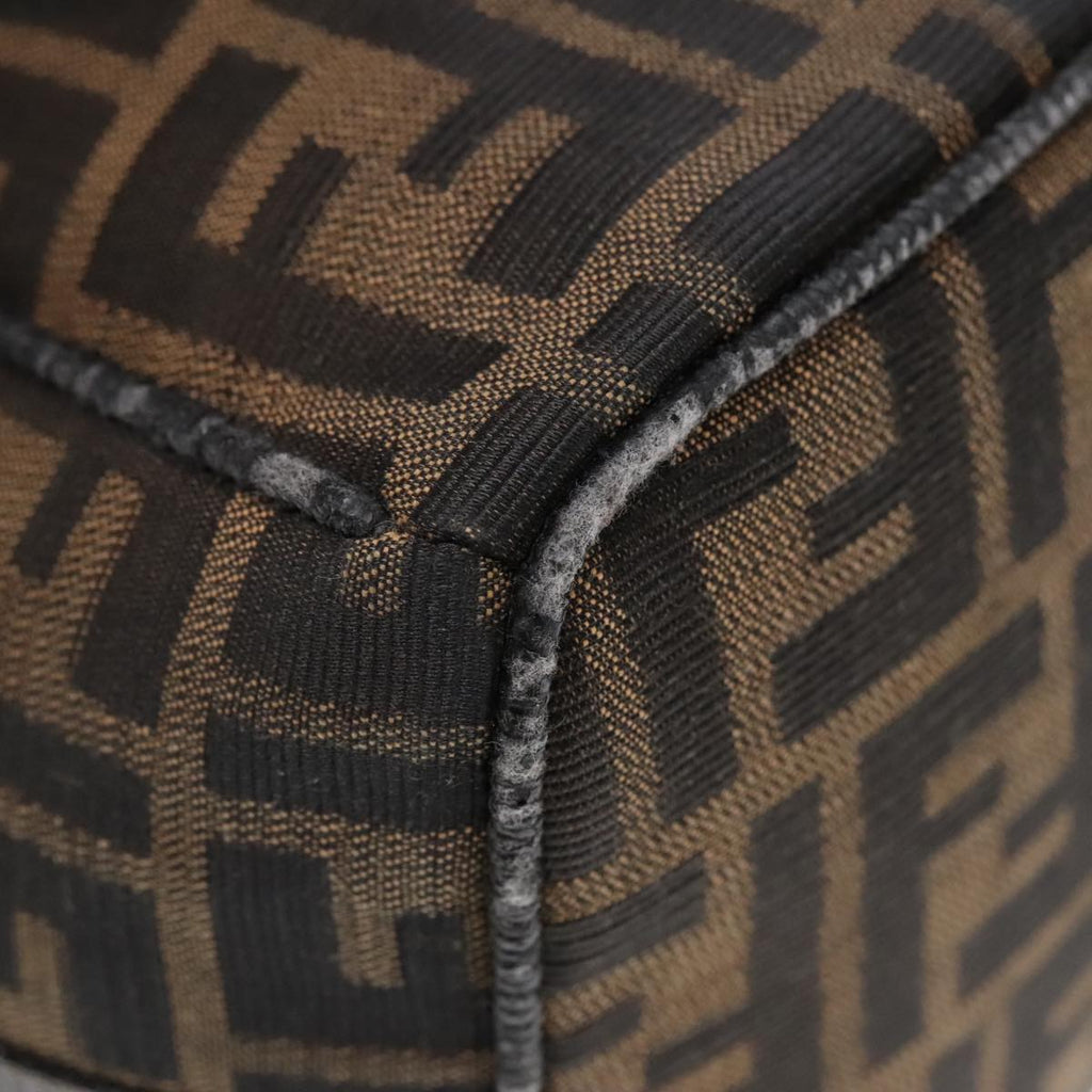 FENDI Zucca Canvas Hand Bag Brown Black Gold 91230