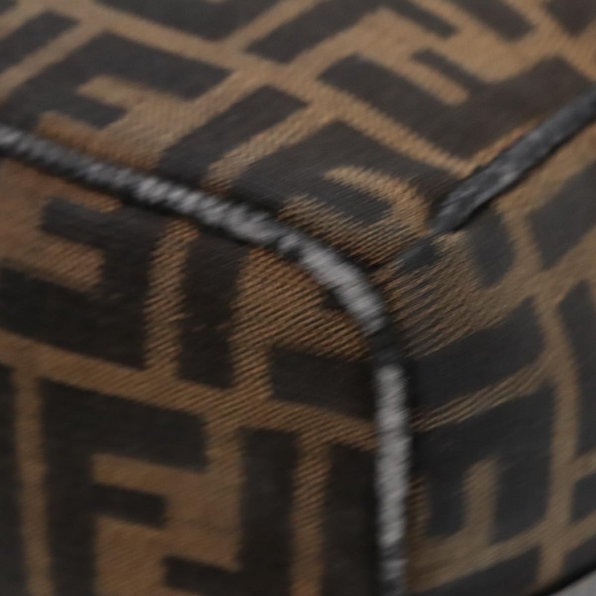 FENDI Zucca Canvas Hand Bag Brown Black Gold 91230