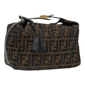 FENDI Zucca Canvas Hand Bag Brown Black Gold 91230
