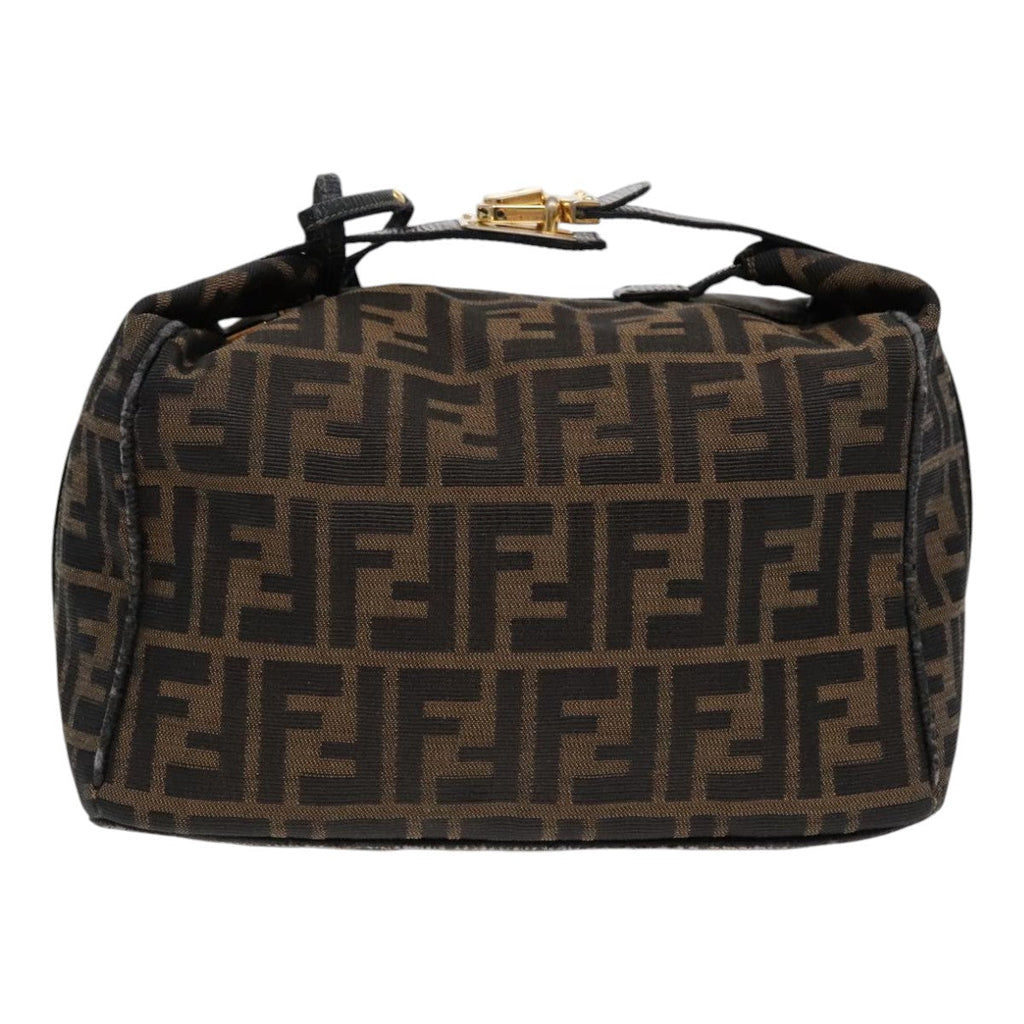 FENDI Zucca Canvas Hand Bag Brown Black Gold 91230