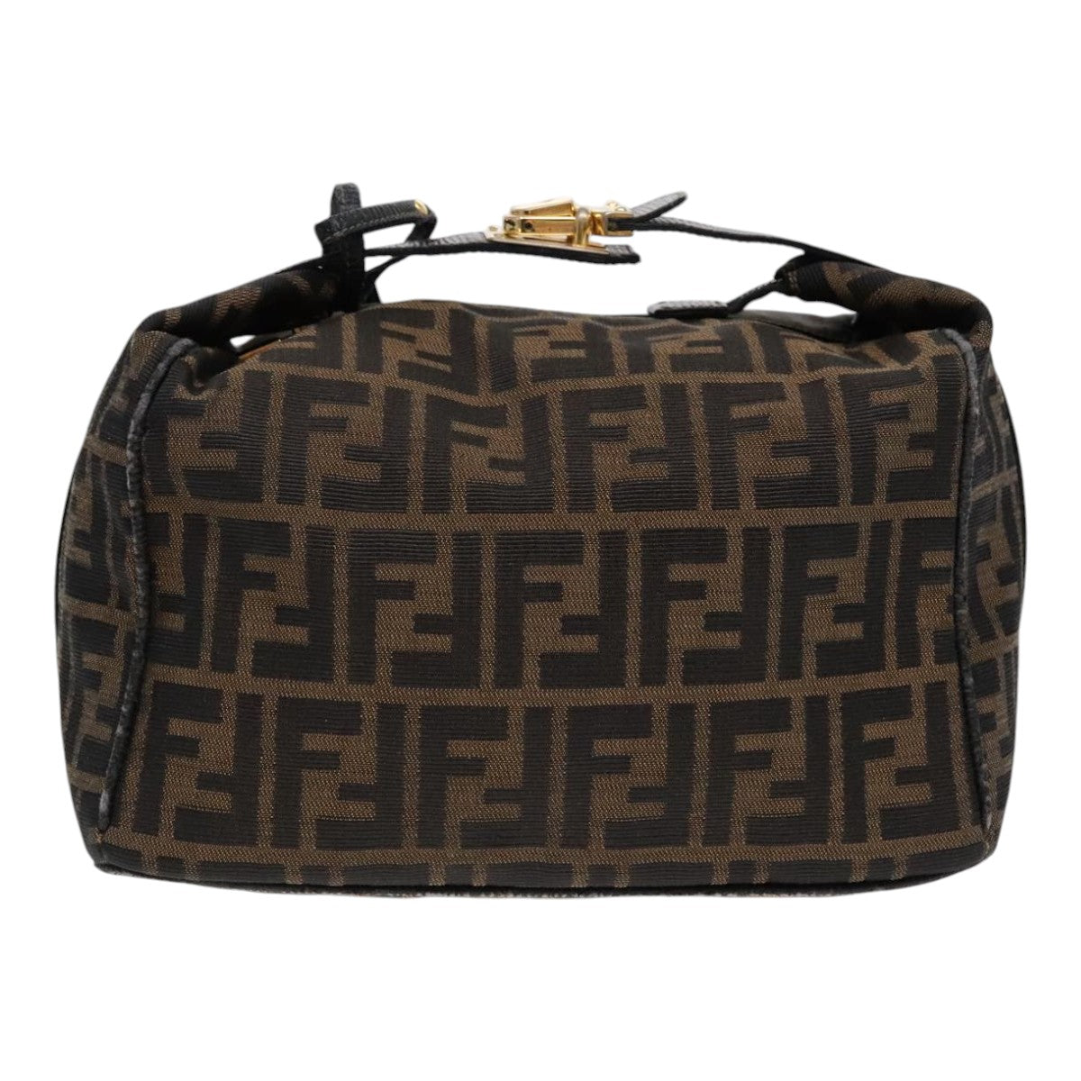 FENDI Zucca Canvas Hand Bag Brown Black Gold 91230