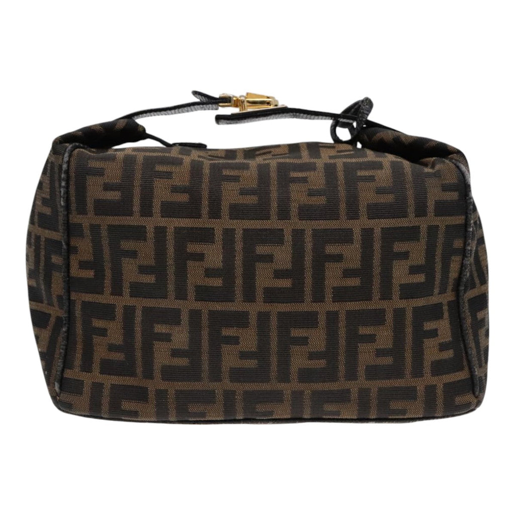 FENDI Zucca Canvas Hand Bag Brown Black Gold 91230