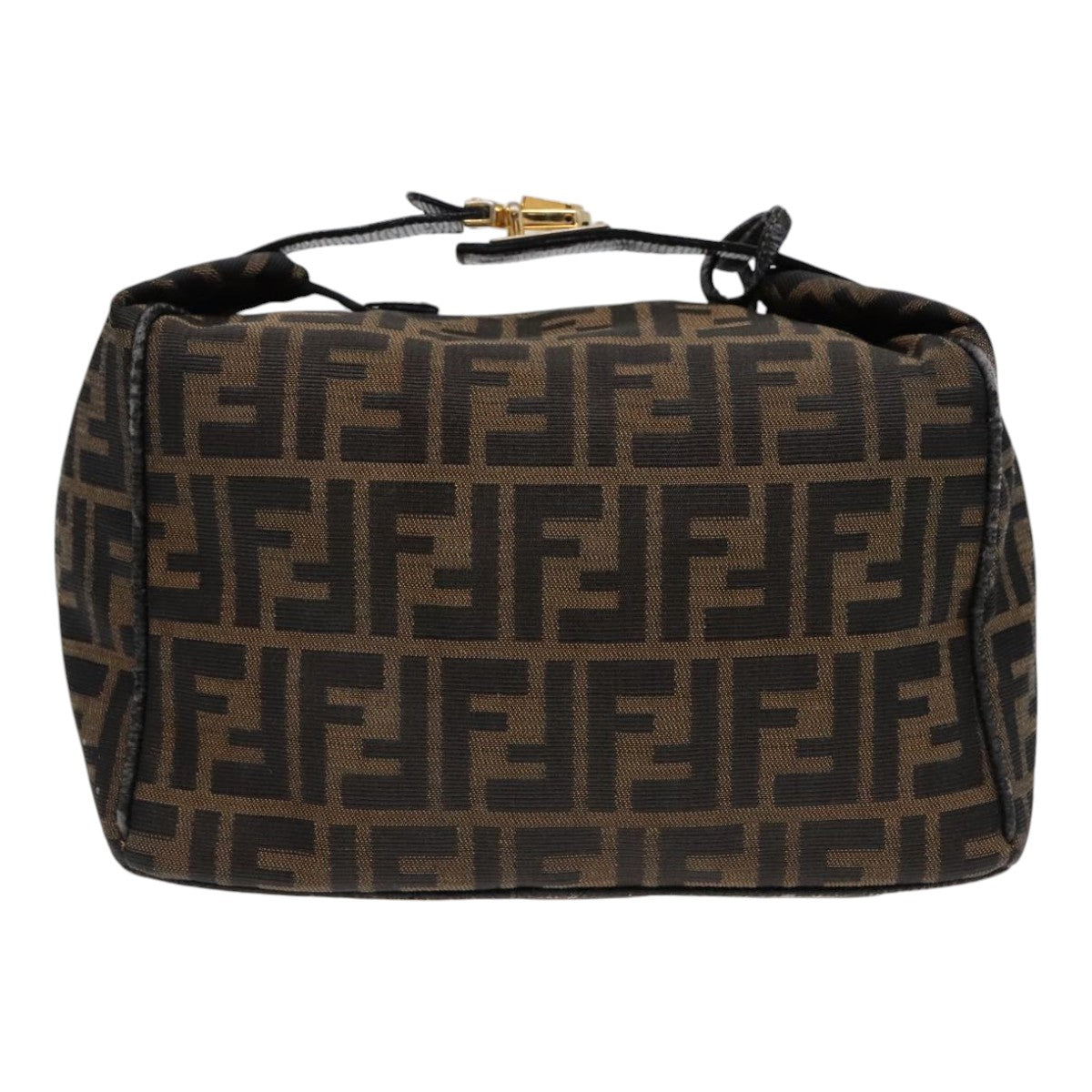 FENDI Zucca Canvas Hand Bag Brown Black Gold 91230