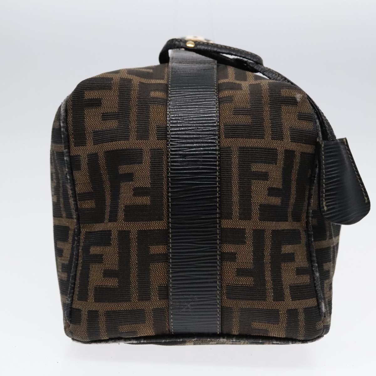 FENDI Zucca Canvas Hand Bag Brown Black Gold 91230