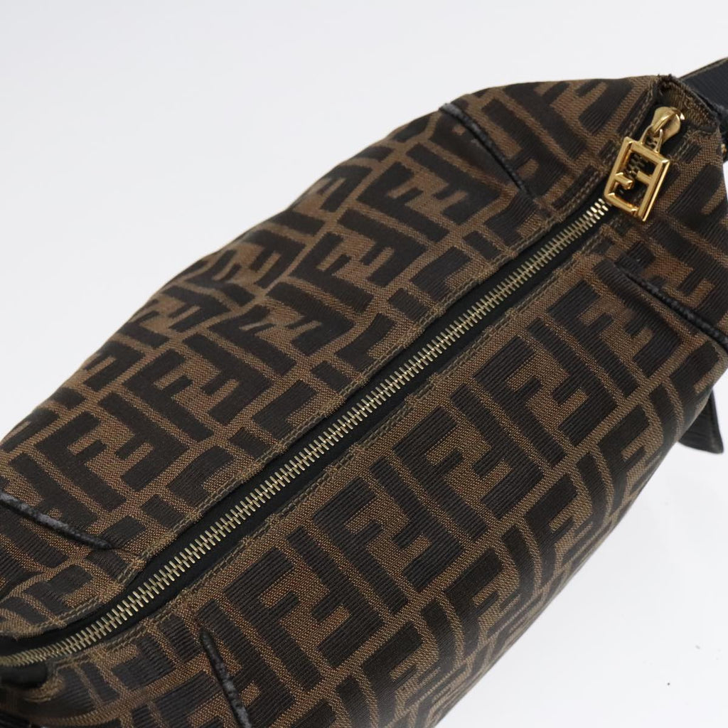 FENDI Zucca Canvas Hand Bag Brown Black Gold 91230