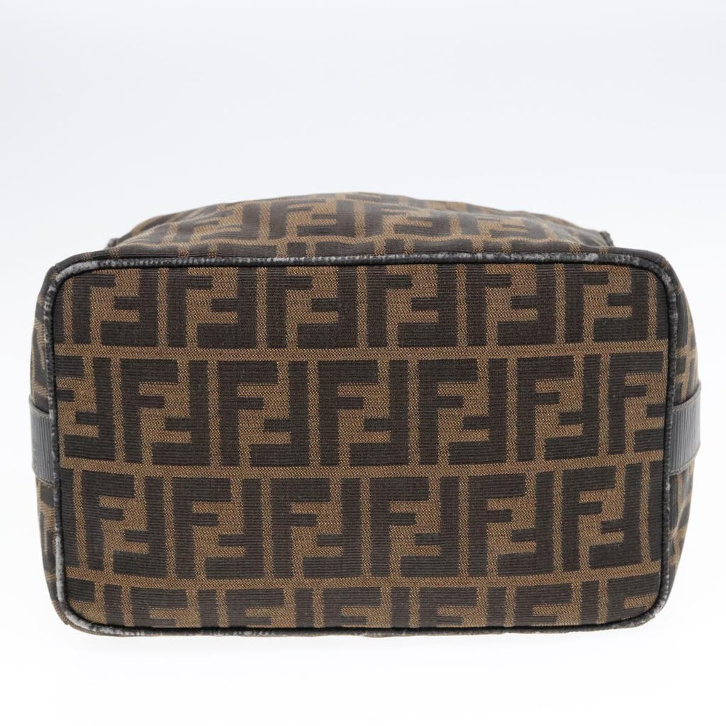 FENDI Zucca Canvas Hand Bag Brown Black Gold 91230