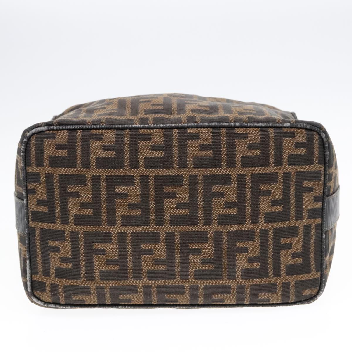 FENDI Zucca Canvas Hand Bag Brown Black Gold 91230