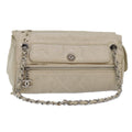 CHANEL Chain Shoulder Bag Punching leather White Silver CC 91310