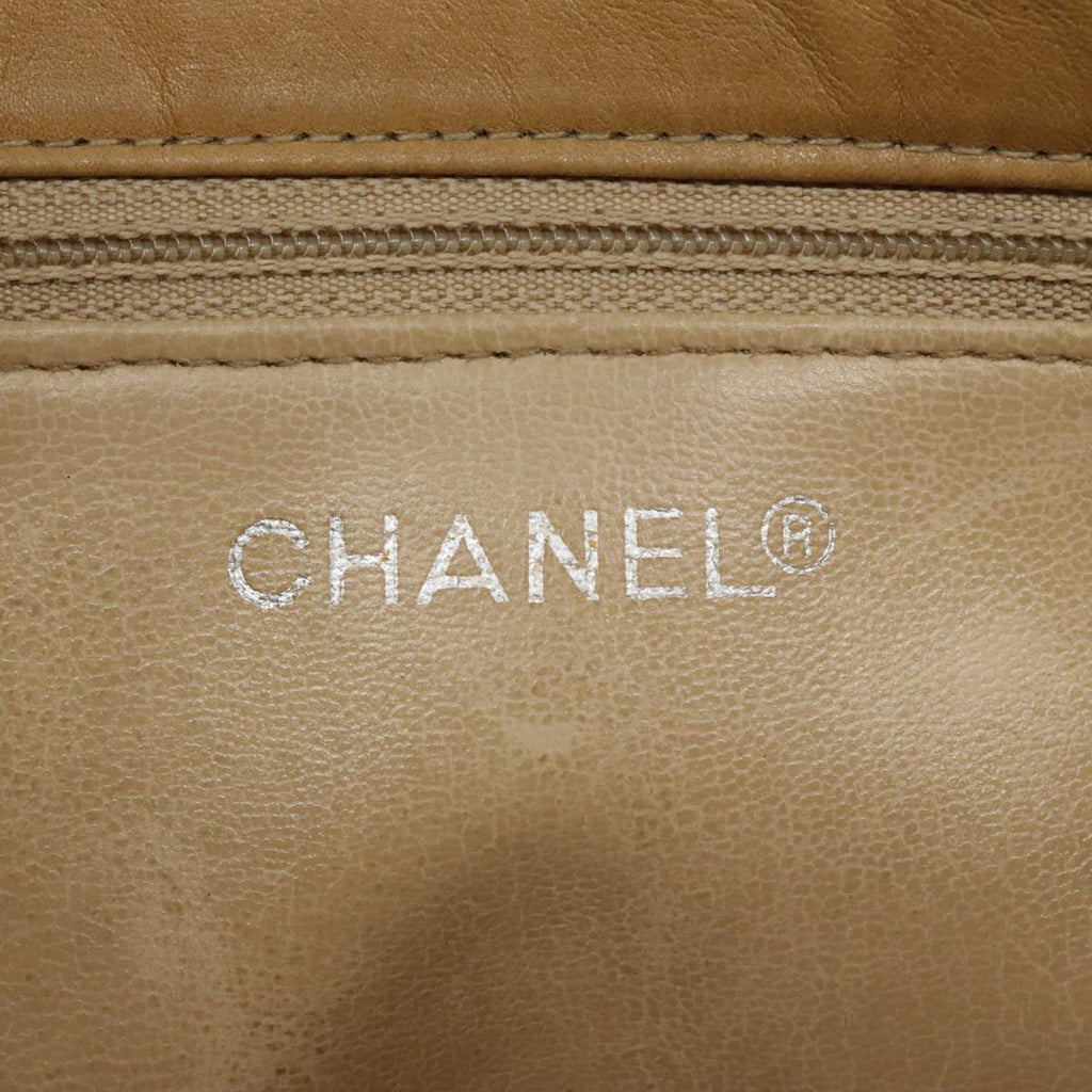 CHANEL Matelasse Chain Shoulder Bag Lamb Skin Beige Gold CC 91313