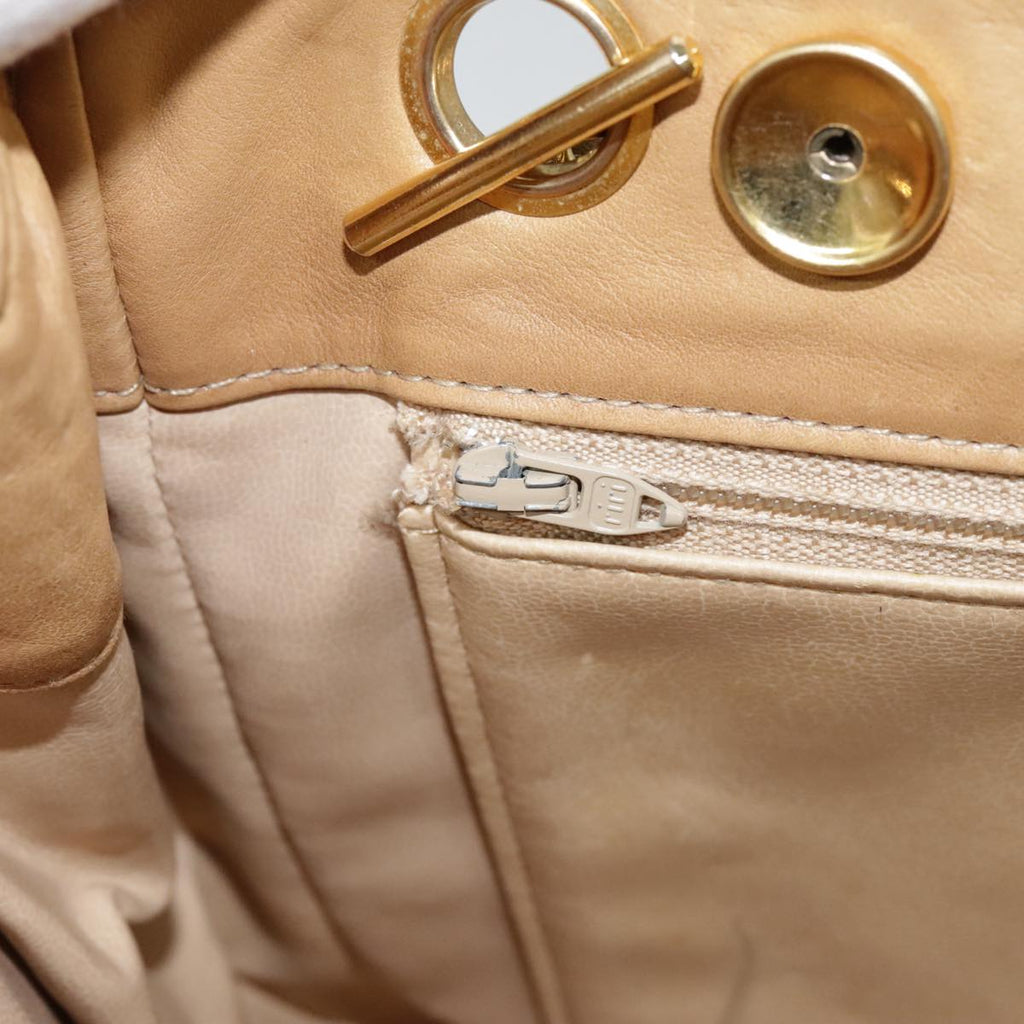 CHANEL Matelasse Chain Shoulder Bag Lamb Skin Beige Gold CC 91313