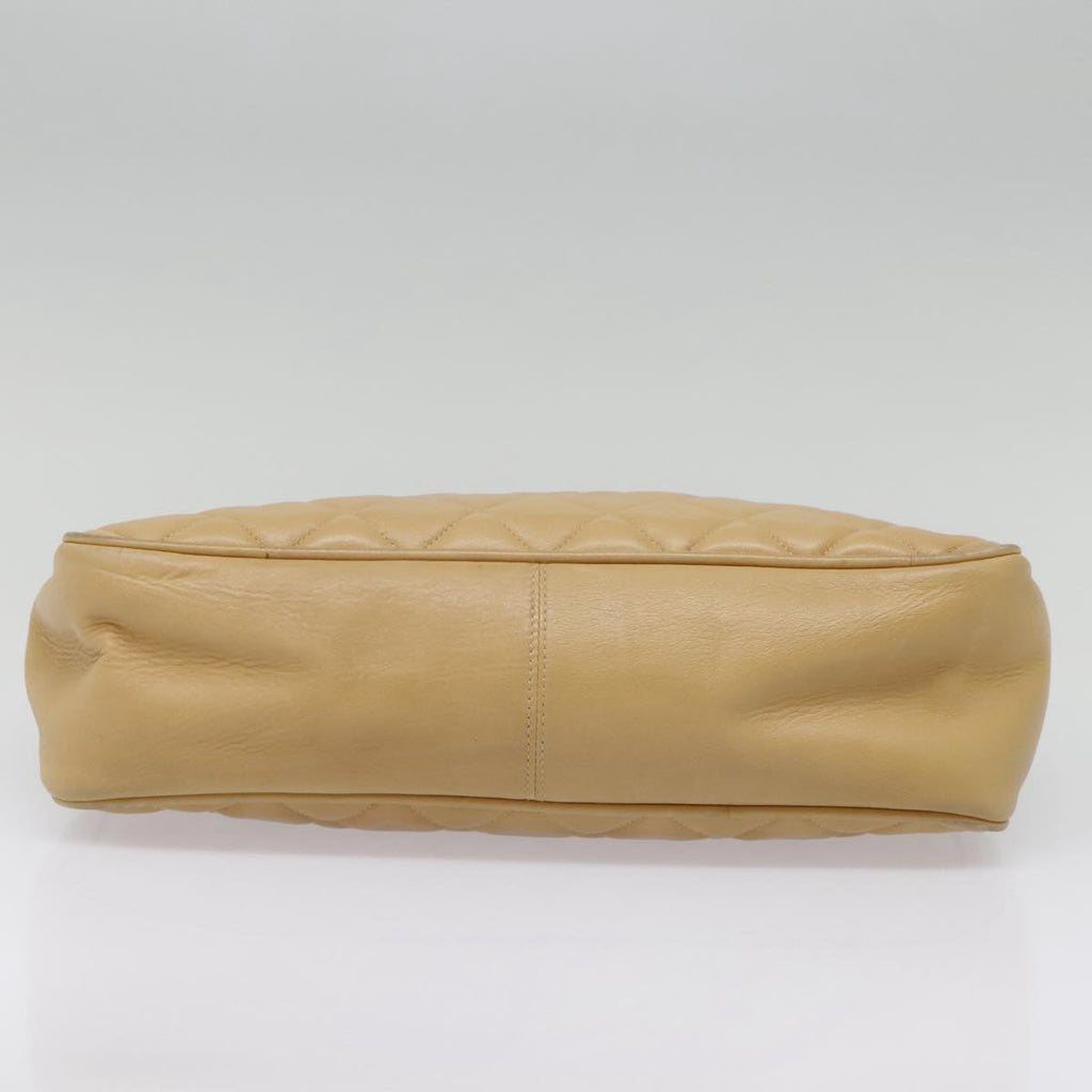 CHANEL Matelasse Chain Shoulder Bag Lamb Skin Beige Gold CC 91313