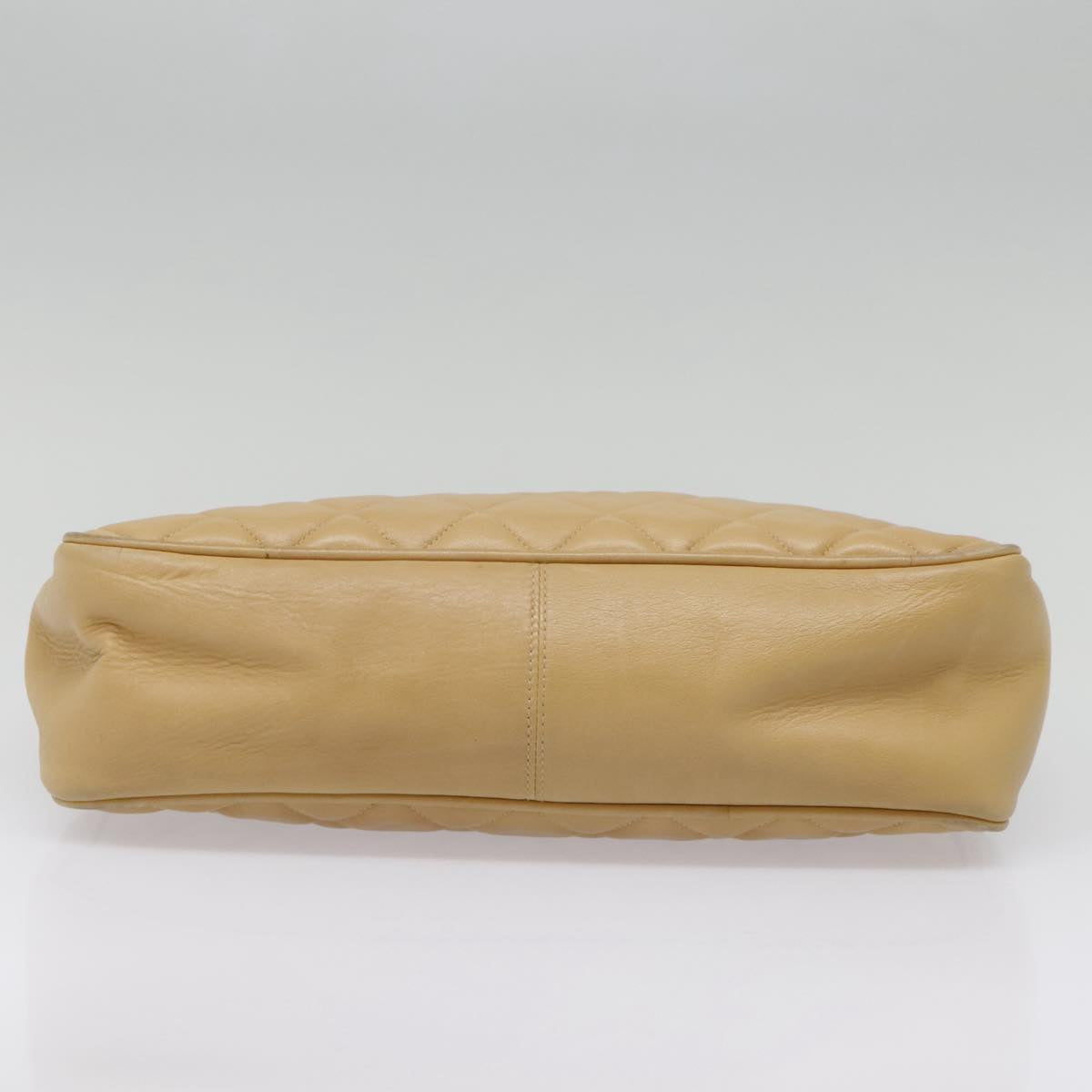 CHANEL Matelasse Chain Shoulder Bag Lamb Skin Beige Gold CC 91313