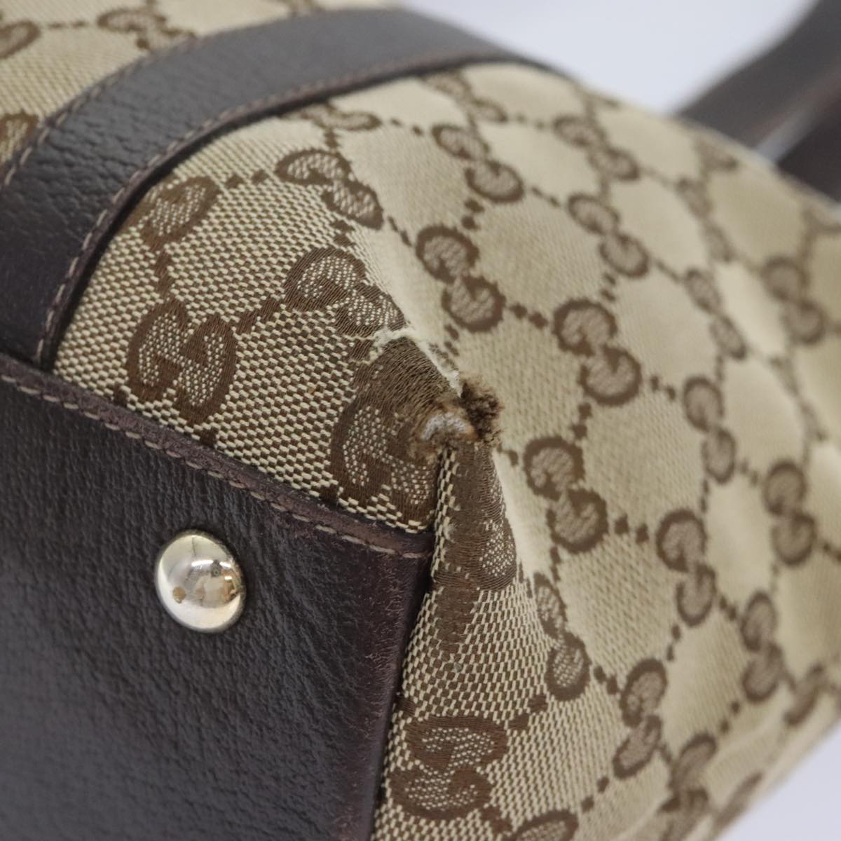 GUCCI GG Canvas Shoulder Bag Beige Gold 141470 91387