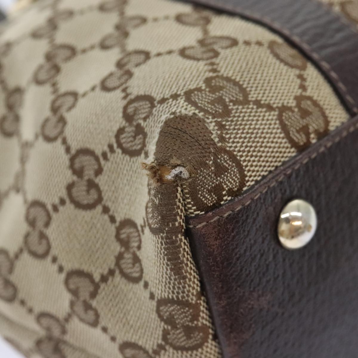 GUCCI GG Canvas Shoulder Bag Beige Gold 141470 91387