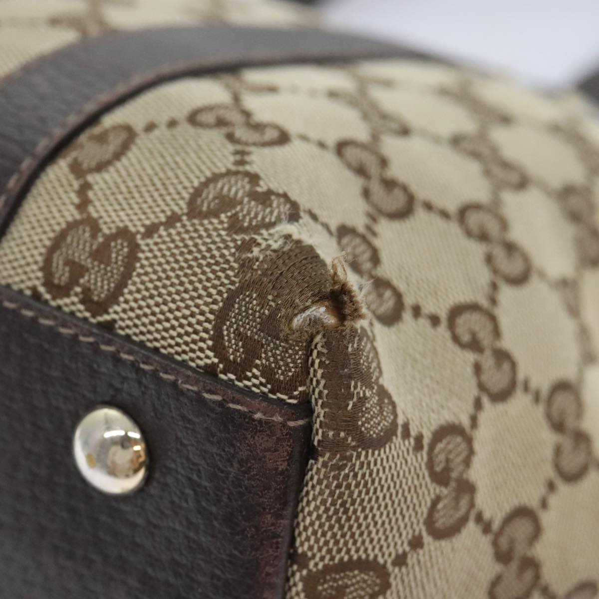 GUCCI GG Canvas Shoulder Bag Beige Gold 141470 91387