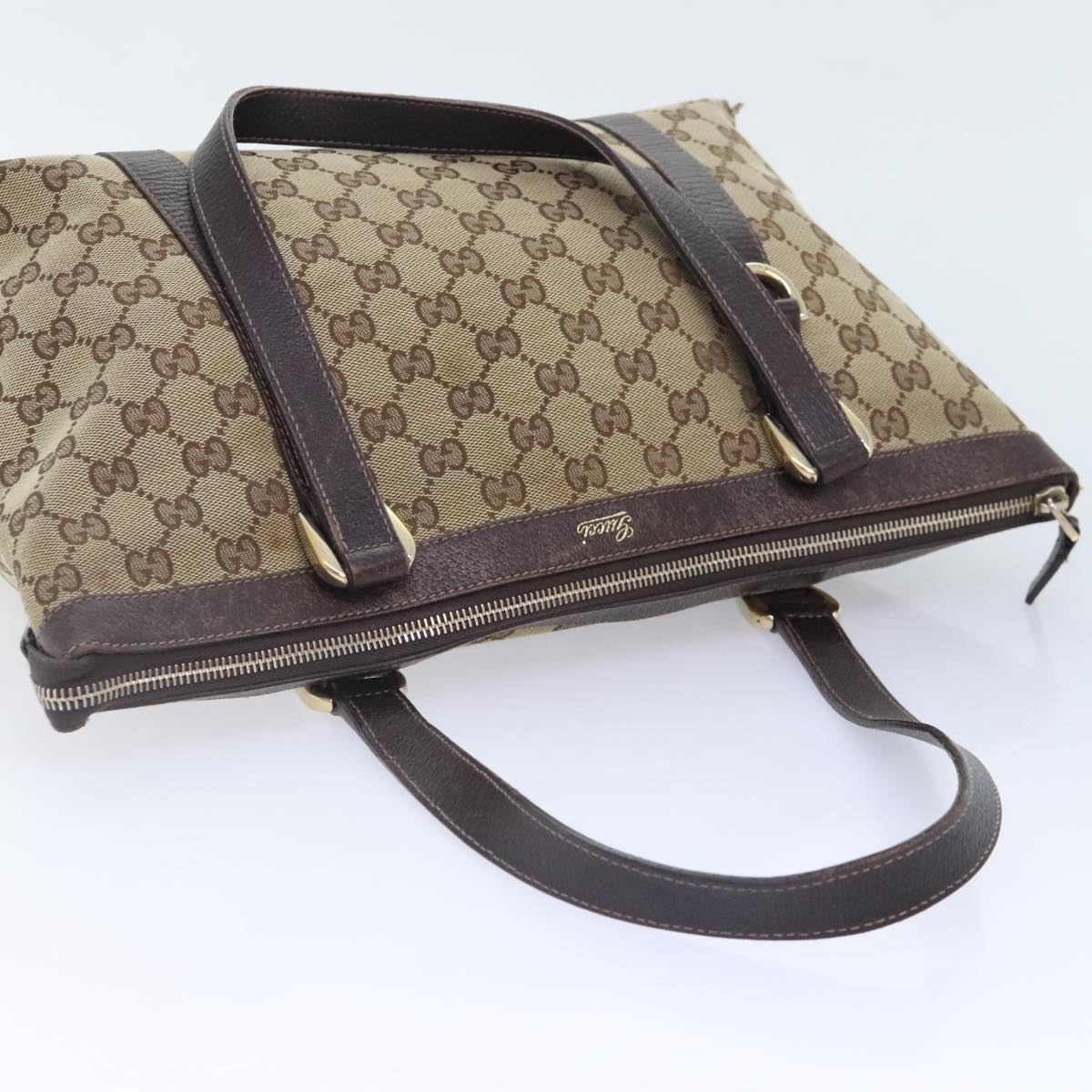 GUCCI GG Canvas Shoulder Bag Beige Gold 141470 91387