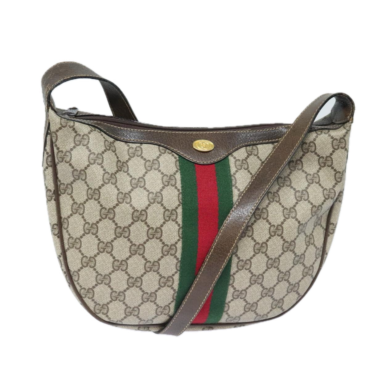 GUCCI GG Supreme Web Sherry Line Shoulder Bag PVC Beige Red 10 2 3840 91389