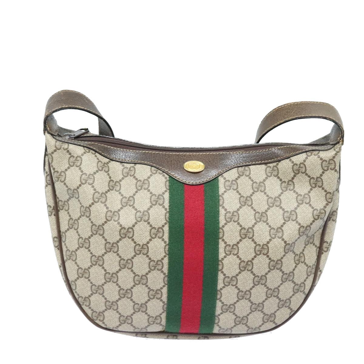 GUCCI GG Supreme Web Sherry Line Shoulder Bag PVC Beige Red 10 2 3840 91389