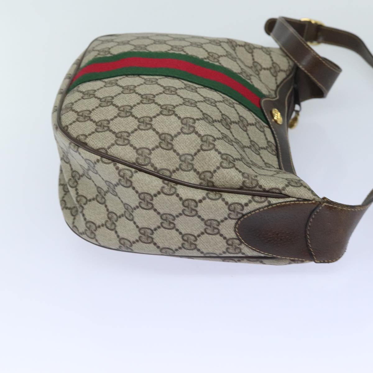 GUCCI GG Supreme Web Sherry Line Shoulder Bag PVC Beige Red 10 2 3840 91389