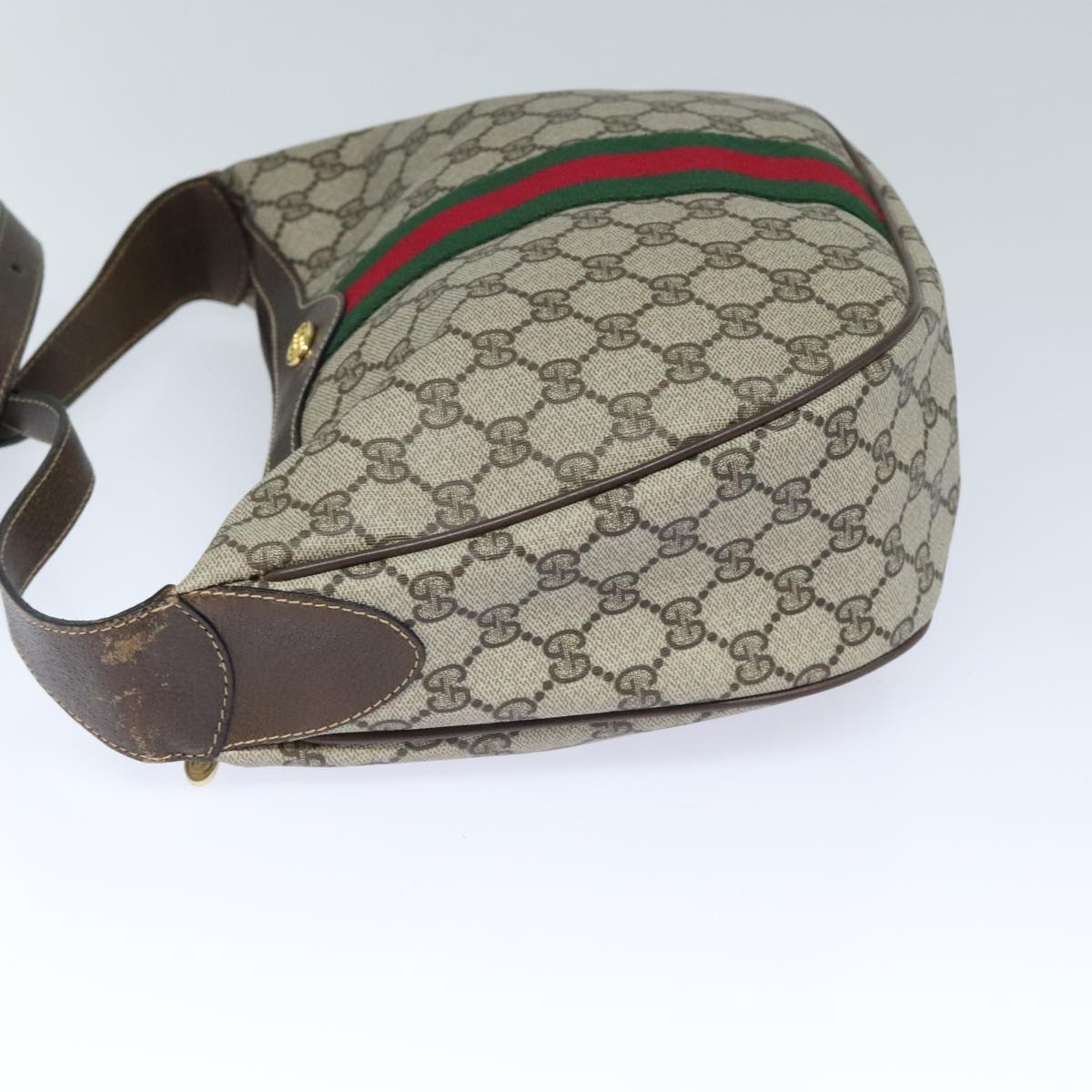 GUCCI GG Supreme Web Sherry Line Shoulder Bag PVC Beige Red 10 2 3840 91389