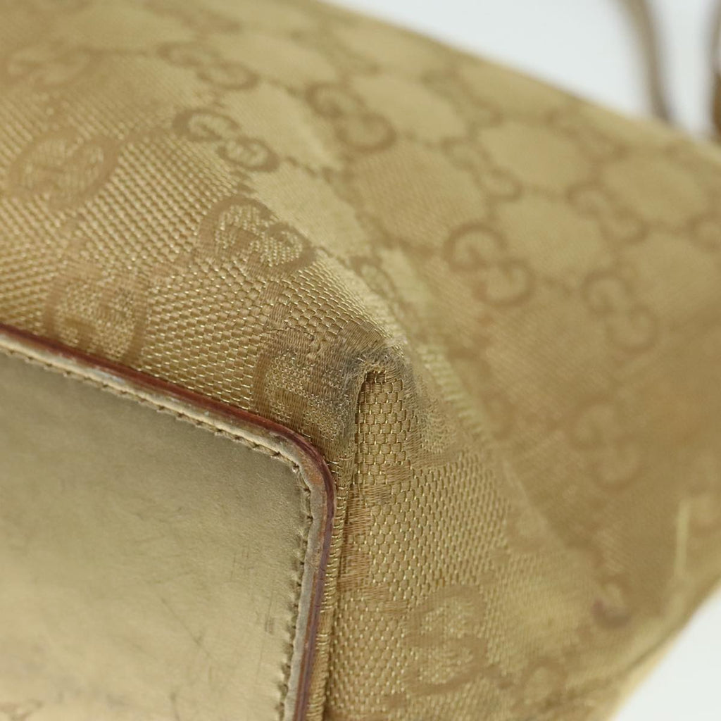 GUCCI GG Canvas Shoulder Bag Gold Tone Gold 0021099 91390