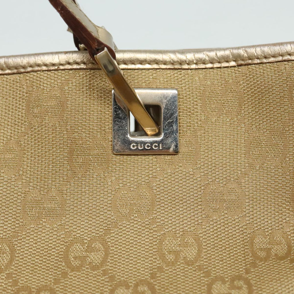 GUCCI GG Canvas Shoulder Bag Gold Tone Gold 0021099 91390
