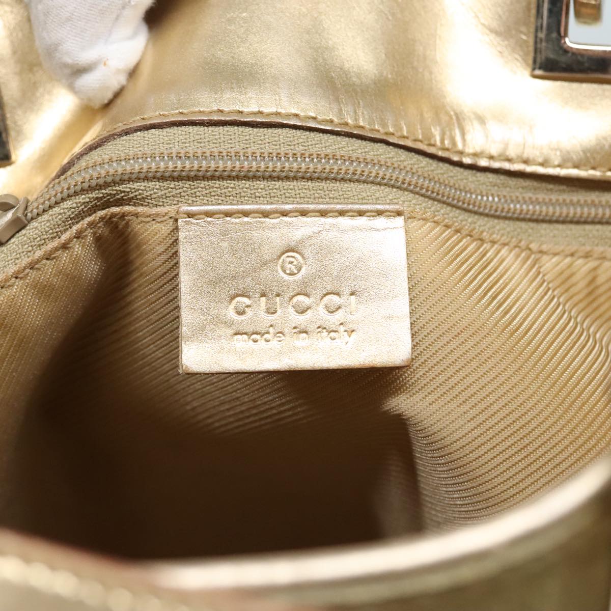 GUCCI GG Canvas Shoulder Bag Gold Tone Gold 0021099 91390