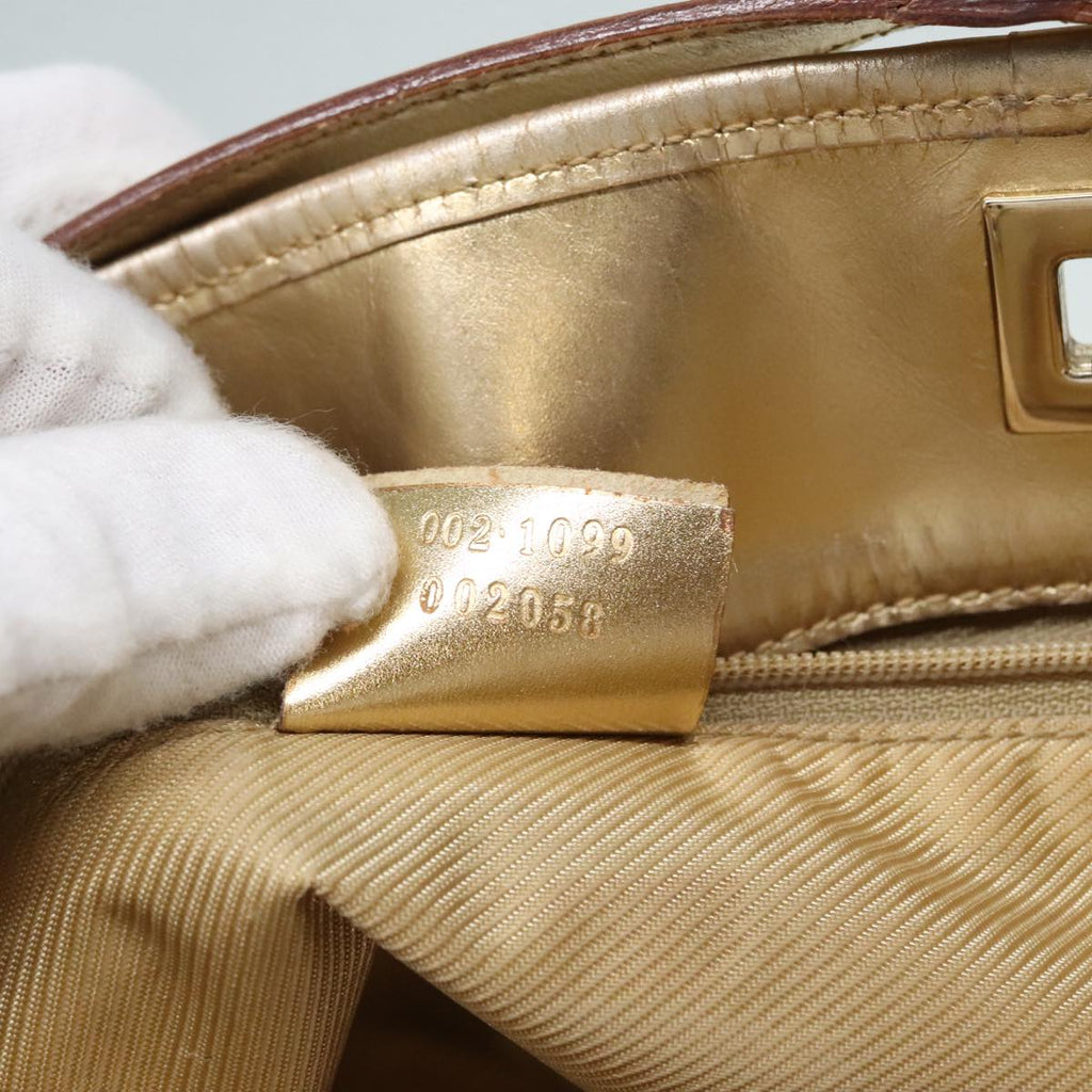 GUCCI GG Canvas Shoulder Bag Gold Tone Gold 0021099 91390