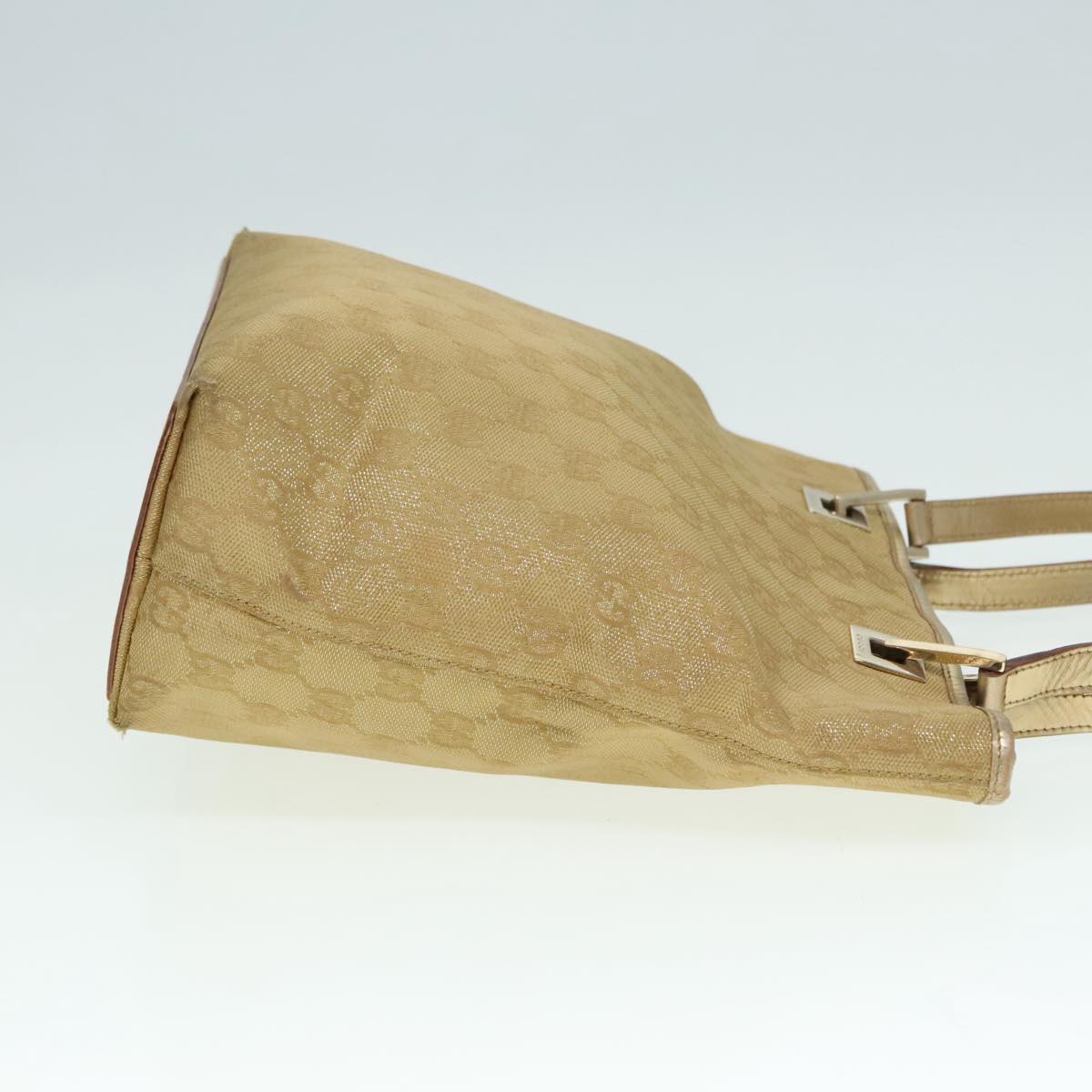GUCCI GG Canvas Shoulder Bag Gold Tone Gold 0021099 91390