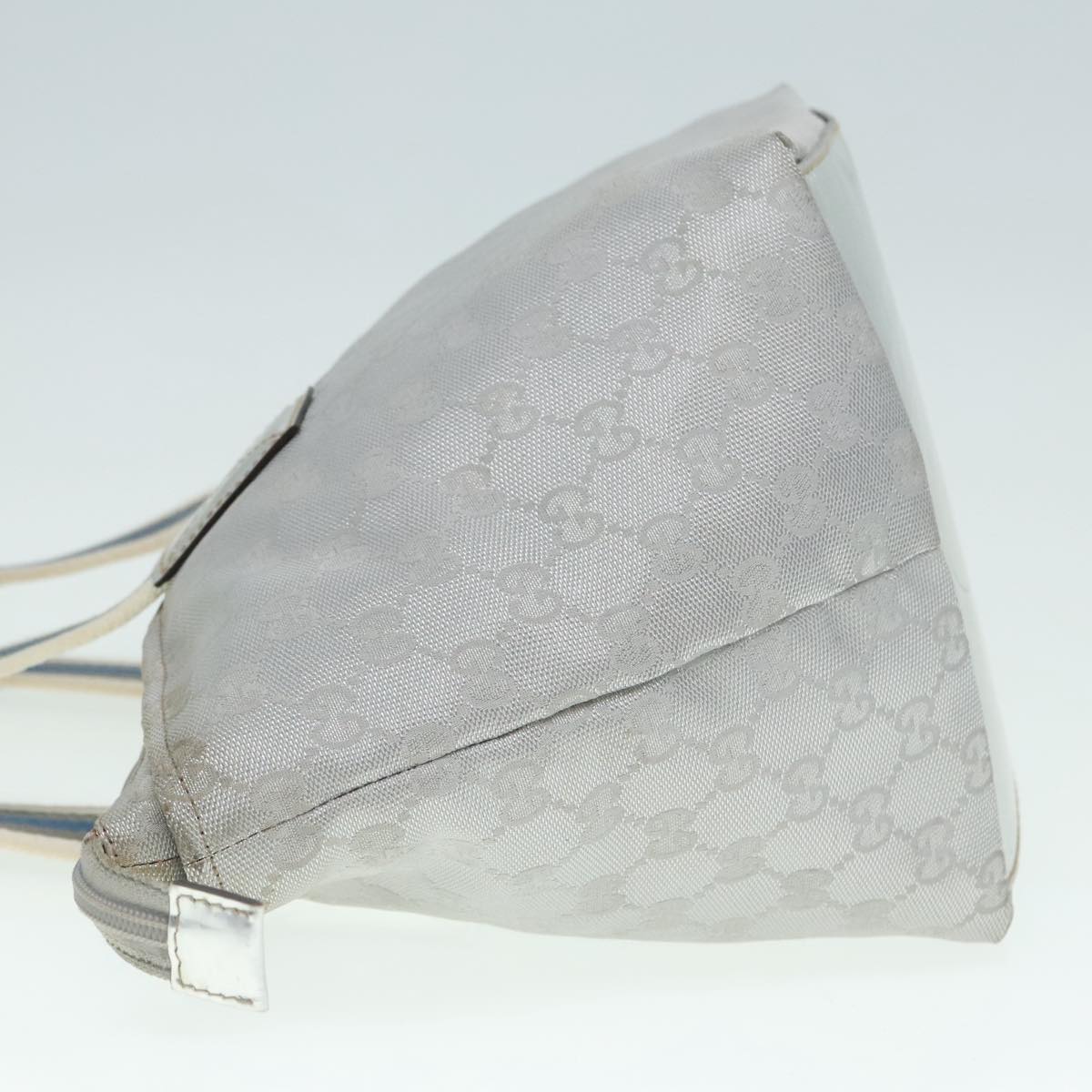 GUCCI Sherry Line GG Canvas Hand Bag Blue Gray Silver tone 91391