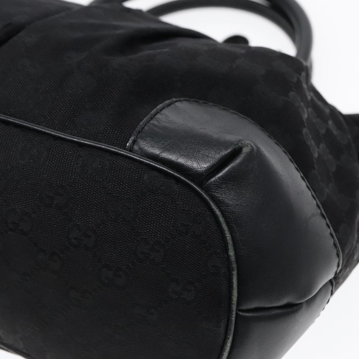 GUCCI GG Canvas Hand Bag 2way Black Gold 247902 91392