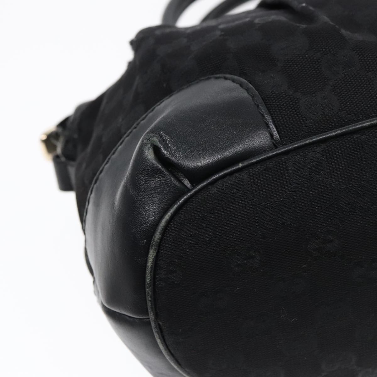 GUCCI GG Canvas Hand Bag 2way Black Gold 247902 91392