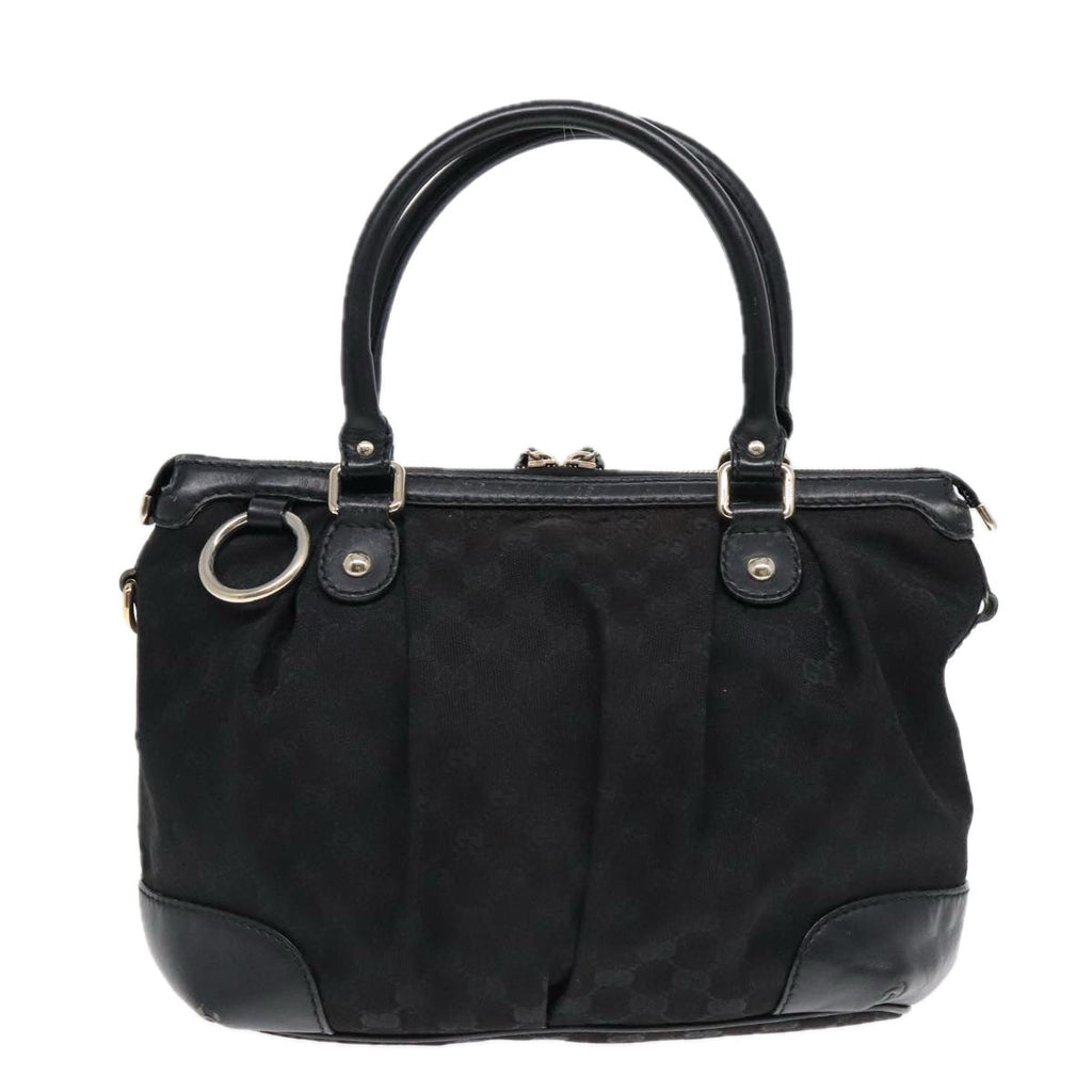 GUCCI GG Canvas Hand Bag 2way Black Gold 247902 91392