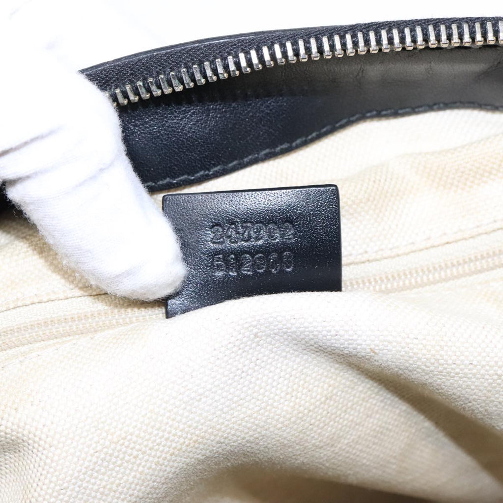 GUCCI GG Canvas Hand Bag 2way Black Gold 247902 91392