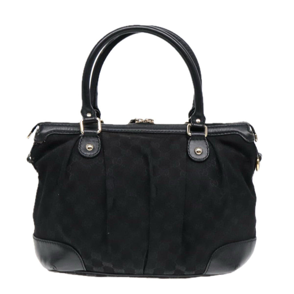 GUCCI GG Canvas Hand Bag 2way Black Gold 247902 91392