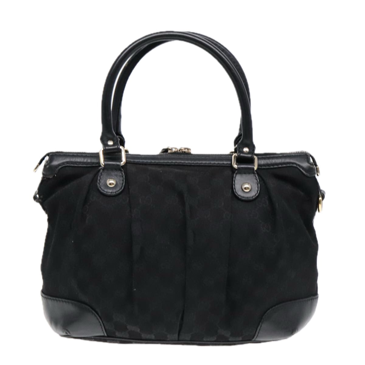 GUCCI GG Canvas Hand Bag 2way Black Gold 247902 91392