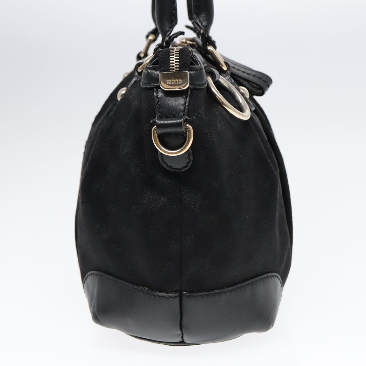 GUCCI GG Canvas Hand Bag 2way Black Gold 247902 91392