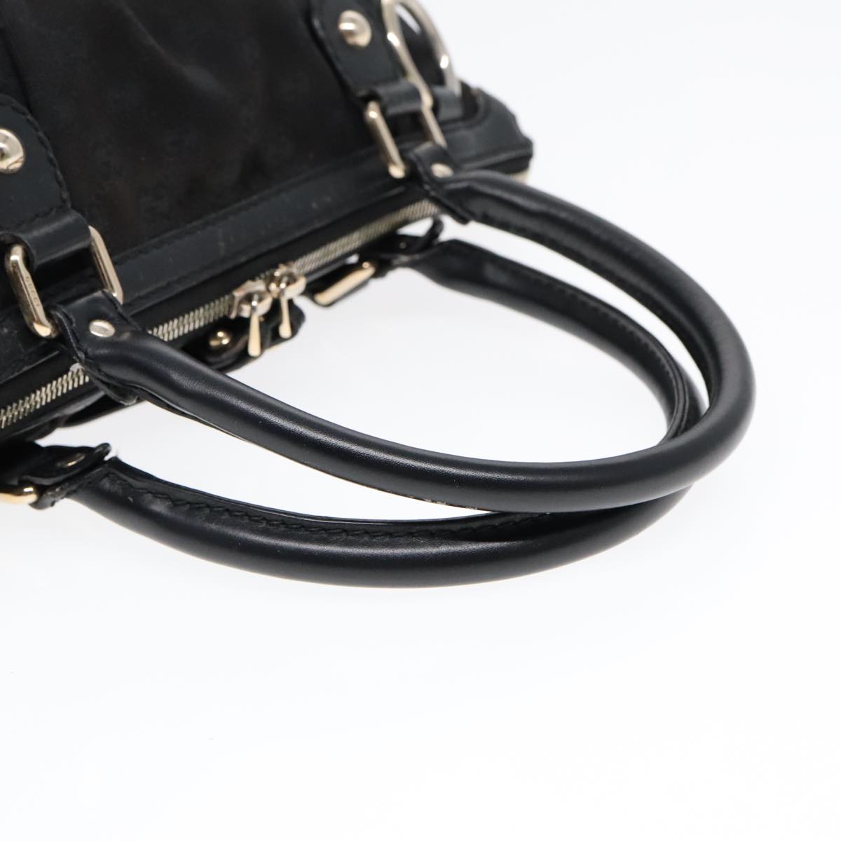 GUCCI GG Canvas Hand Bag 2way Black Gold 247902 91392