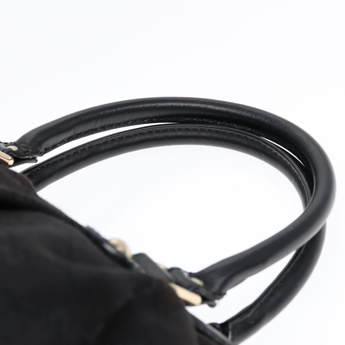 GUCCI GG Canvas Hand Bag 2way Black Gold 247902 91392