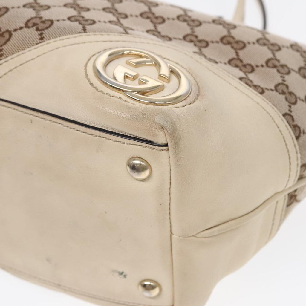 GUCCI GG Canvas Shoulder Bag Beige Gold 169946 91396