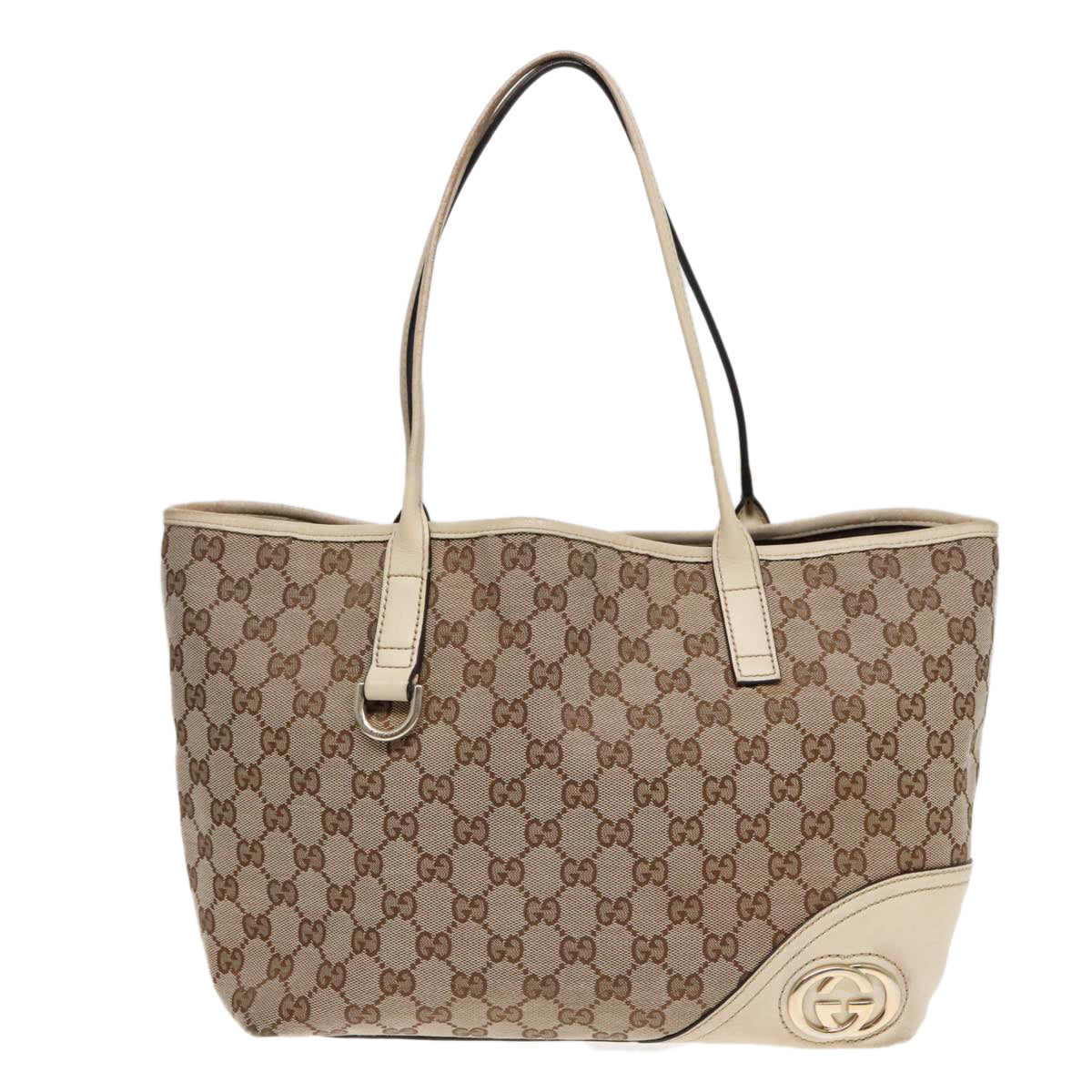 GUCCI GG Canvas Shoulder Bag Beige Gold 169946 91396