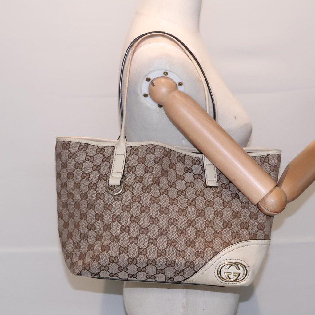 GUCCI GG Canvas Shoulder Bag Beige Gold 169946 91396