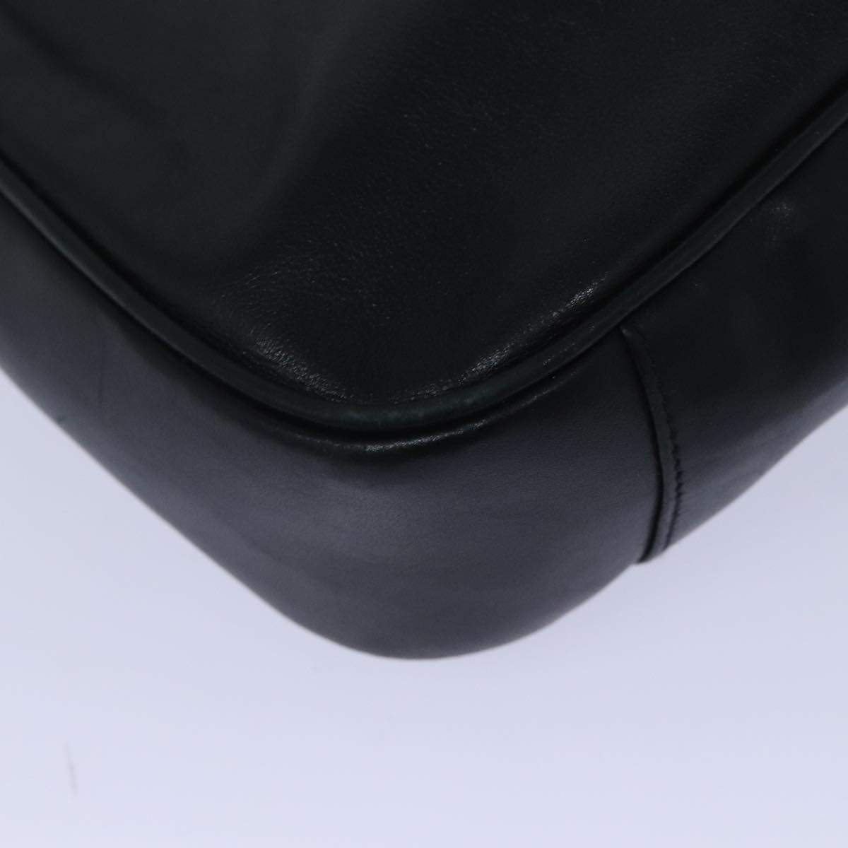 GUCCI Bamboo Hand Bag Leather 2way Black Gold 001 1998 1638 91397
