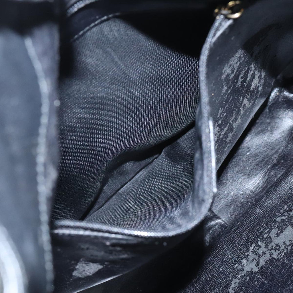 GUCCI Bamboo Hand Bag Leather 2way Black Gold 001 1998 1638 91397