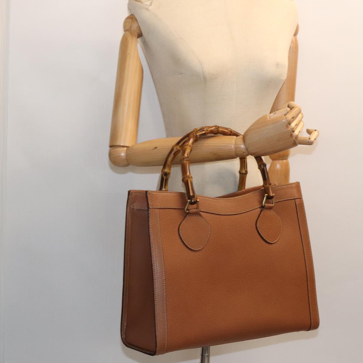 GUCCI Bamboo Hand Bag Leather Brown Gold 002 1186 0260 91413