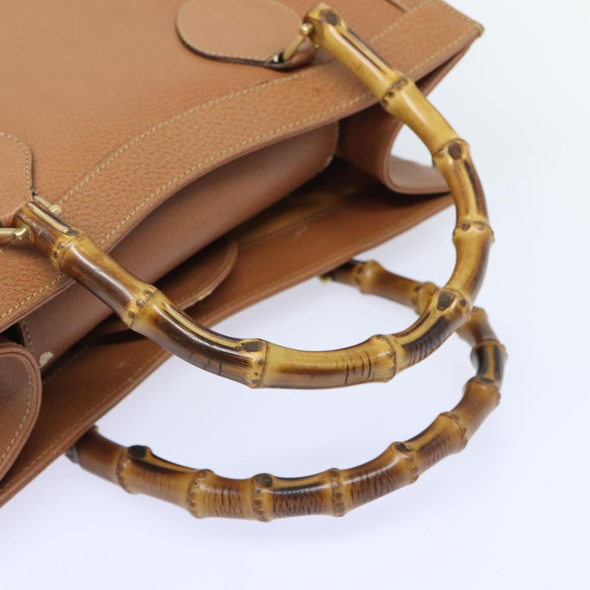 GUCCI Bamboo Hand Bag Leather Brown Gold 002 1186 0260 91413