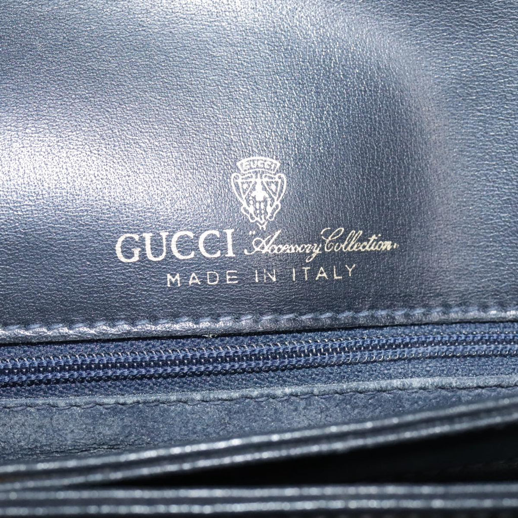 GUCCI GG Canvas Shoulder Bag PVC Leather Beige Navy 91438