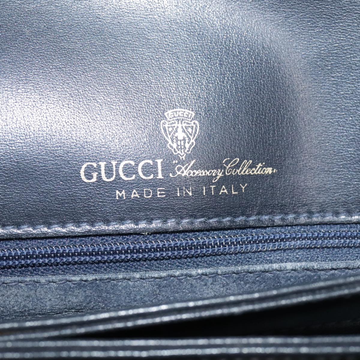 GUCCI GG Canvas Shoulder Bag PVC Leather Beige Navy 91438